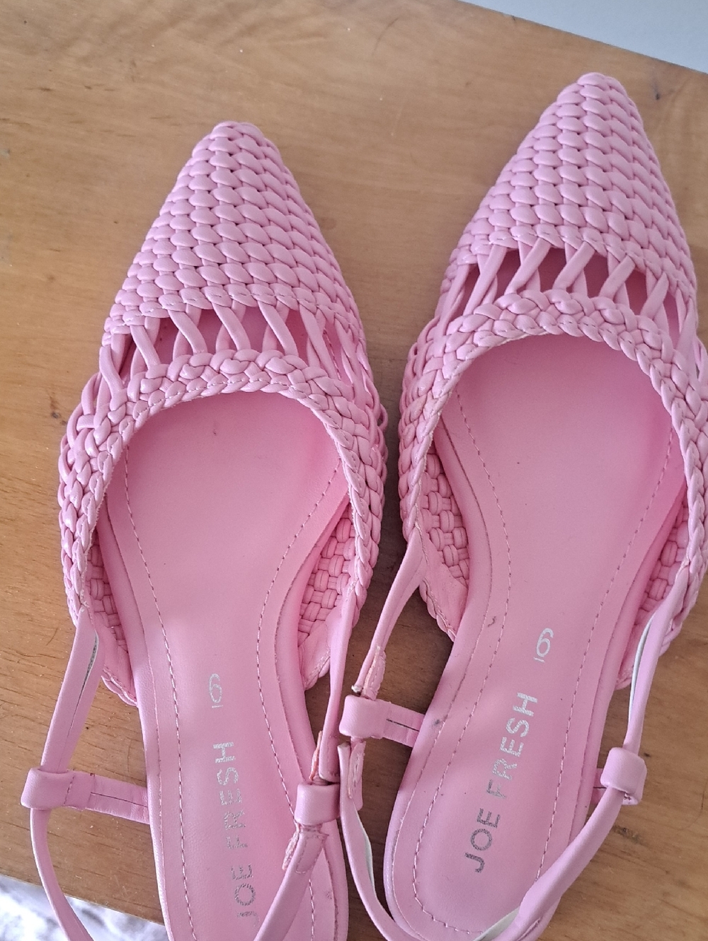 Joe Fresh Pink Woven Pointed-Toe Slingback Flats